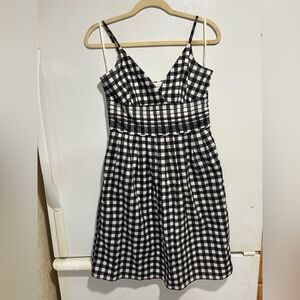 Banana Republic Black and White Gingham Midi Dress